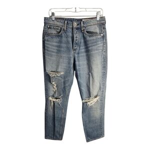 rag & bone Rosa Mid Rise Boyfriend Relaxed Fit Destructed Boho Festival Jeans 27